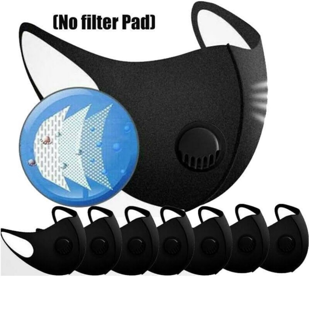 Black Reusable Face Mask Anti-fog Washable Men Women Unisex